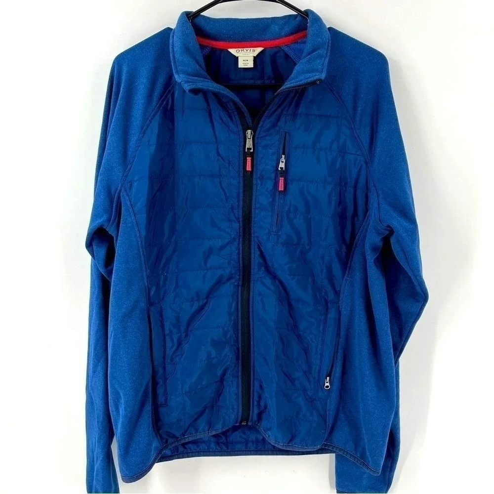 Orvis Medium Blue on Blue Quilted Long‎ Sleeve Full Zip lightweight jacket
